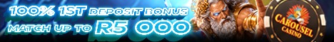 Claim a 100% match bonus up to R5000 at Carousel Casino