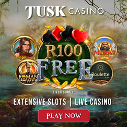 Get R100 Free at Tusk Casino